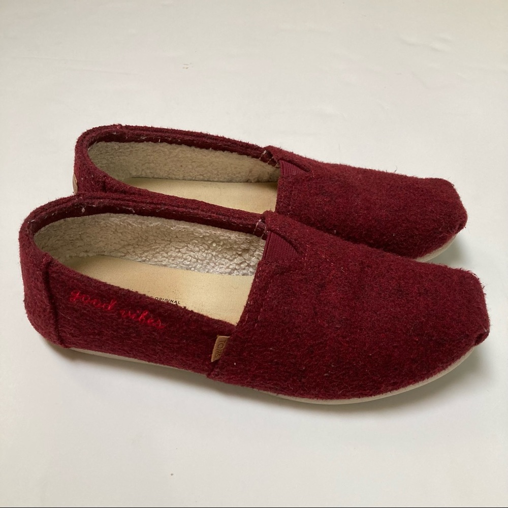Tom's "Good Vibes" Faux Wool Shoes
